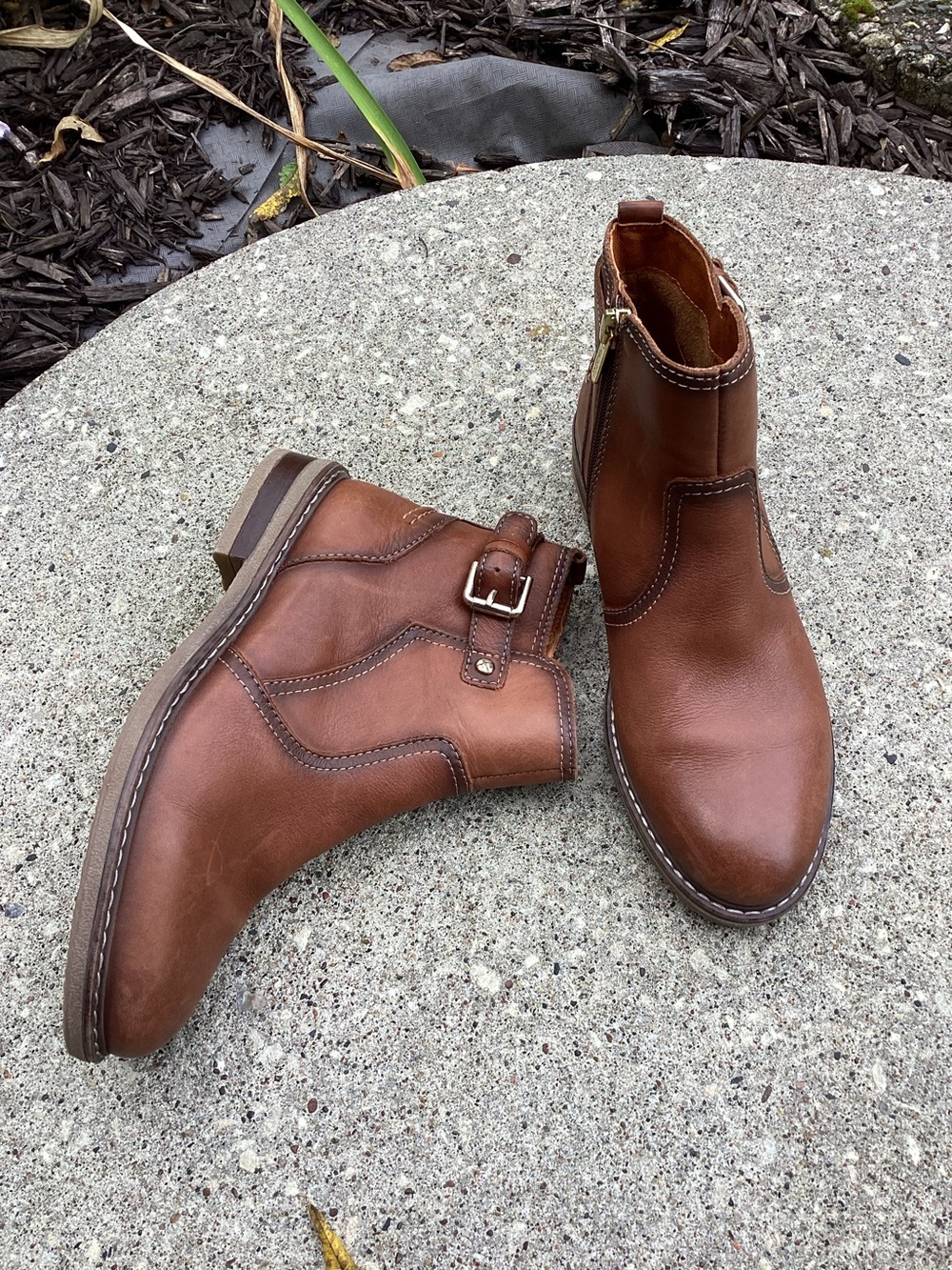 Pikolinos Aldaya Brandy Leather Buckle Ankle Boots EU 36 US 5.5-6